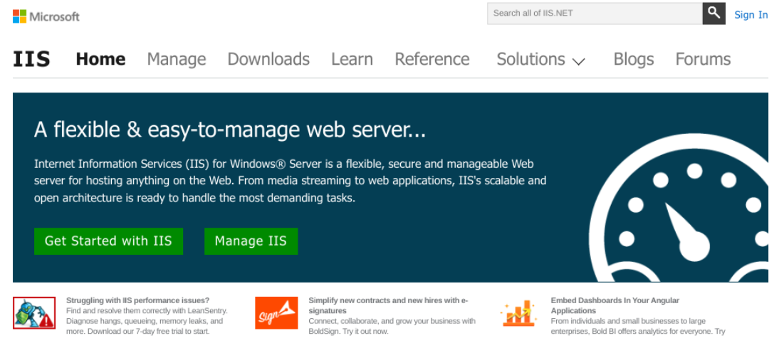 MicrosoftIISWebサイト。