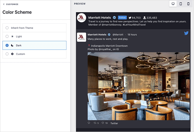 twitter-widget-color-şemaları - SeedProd twitter widget color scheme