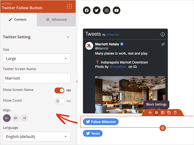 twitter-follow-button-ayarları - SeedProd Twitter follow button settings