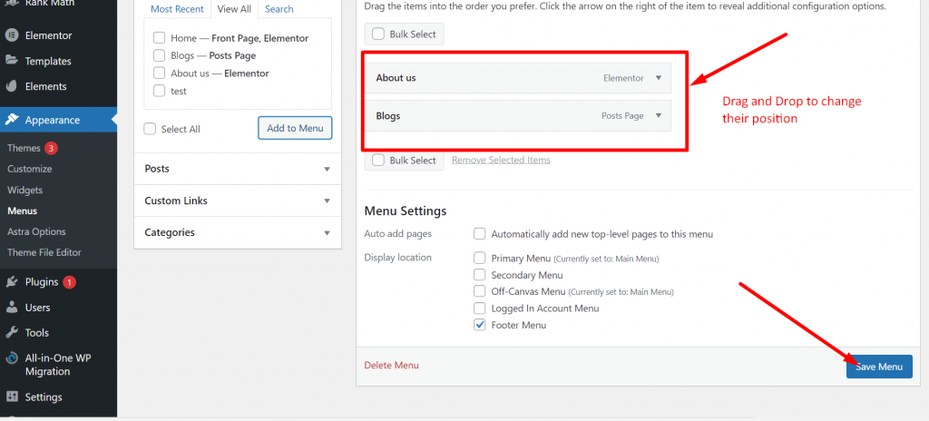 Como editar rodapé no WordPress em 3 etapas fáceis? 20 Adjusting menu in Footer