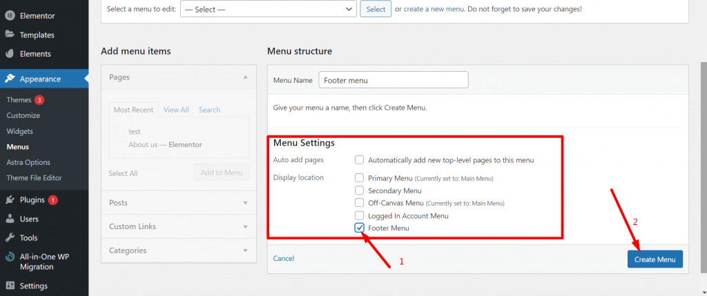 Como editar rodapé no WordPress em 3 etapas fáceis? 18 Footer Menu settings