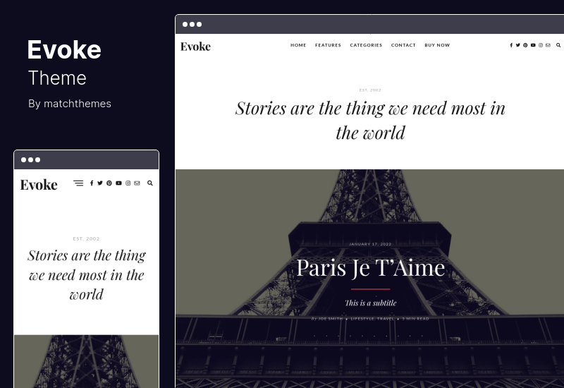 Evoke Theme - Тема WordPress для блога фотоисторий