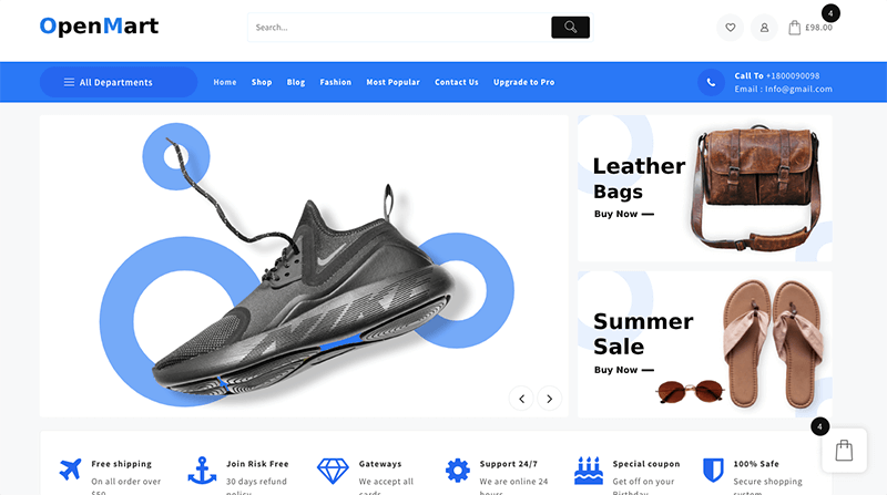 9最高のWooCommerceWordPressテーマ2022(高速でレスポンシブ)7 open mart theme 42