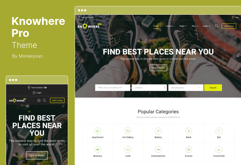Knowhere Pro Theme — многоцелевая тема WordPress для классифицированных каталогов