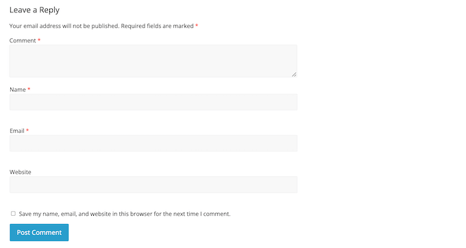 Das Standard-WordPress-Kommentarformular The standard WordPress comment form