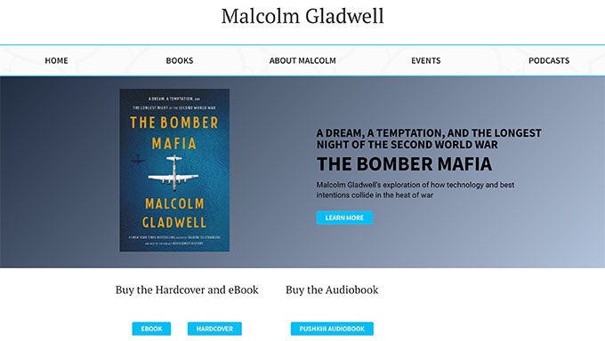 Malcolm Gladwell - Contoh situs web penulis Malcolm Gladwell - Author website example