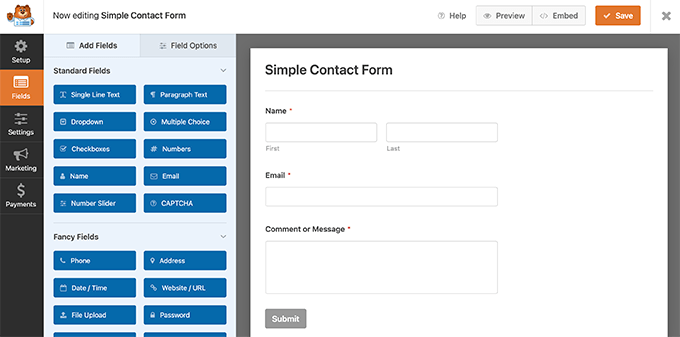 Pembuat formulir kontak Contact form builder
