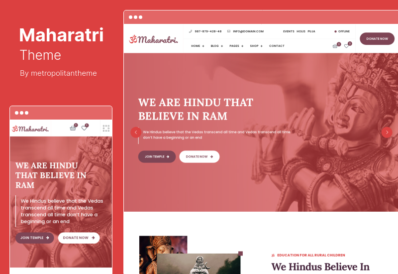 Tema Maharatri - Tema WordPress Kuil Hindu