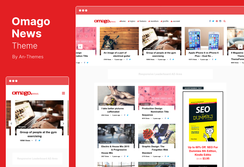Tema Omago News - Membresía de perfil de usuario y tema de WordPress para compartir contenido
