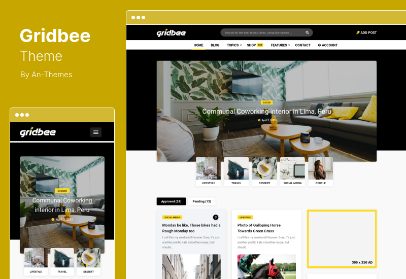 Gridbee Theme - Tema de WordPress para compartir contenido