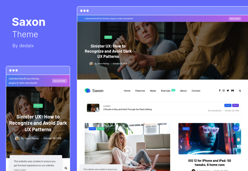Tema Saxon - Tema de WordPress para marketing de revistas y blogs de contenido viral
