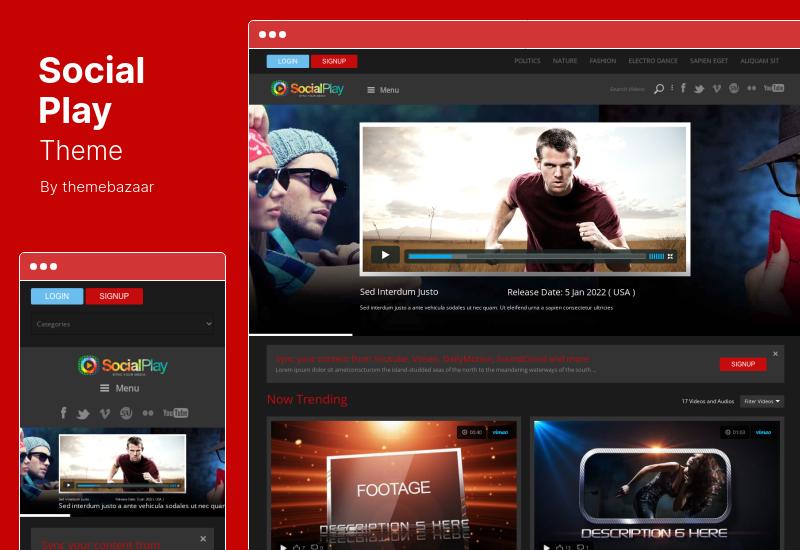 SocialPlay Theme - Tema de WordPress para compartir medios