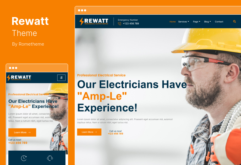 Rewattテーマ-プロフェッショナル電気サービスElementorテンプレートキット