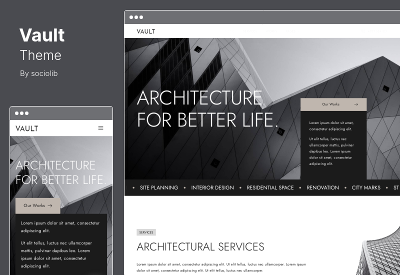 Vaultのテーマ-ArchitectureInteriorElementorテンプレートキット