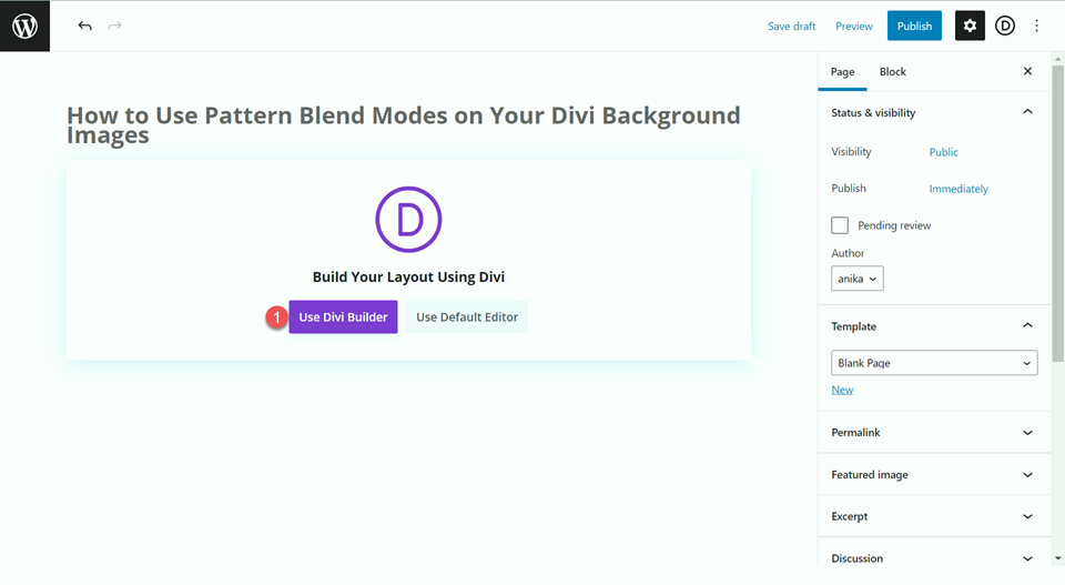 Divi-Hintergrundmuster-Mischmodus-Layout 3 Verwenden Sie Divi Builder
