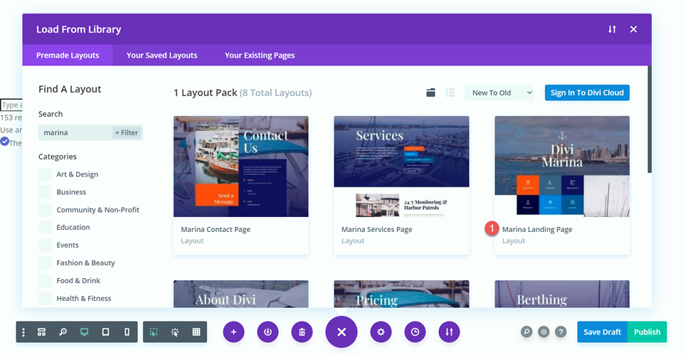 Divi-Hintergrundmuster-Mischmodus-Suchlayout
