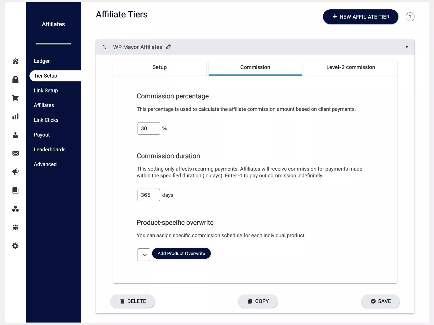 Fitur program afiliasi AccessAlly