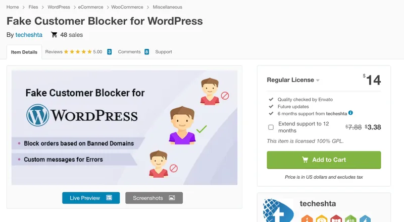 Plugin Fake Customer Blocker