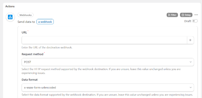أدخل تفاصيل الرد التلقائي على الويب Enter webhook details