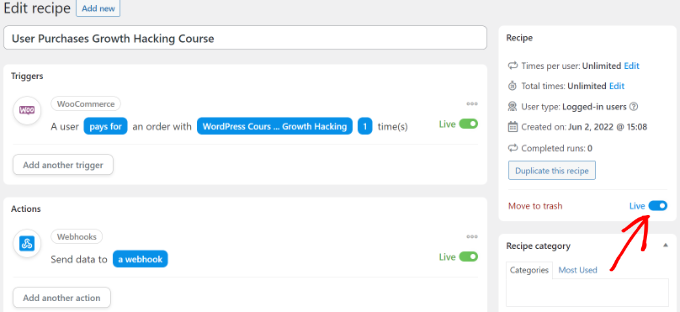انشر وصفة WooCommerce الخاصة بك Publish your WooCommerce recipe