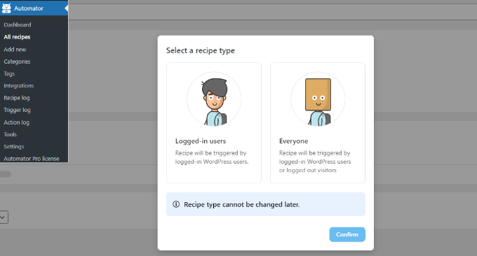 حدد الجميع كوصفة Select logged in users