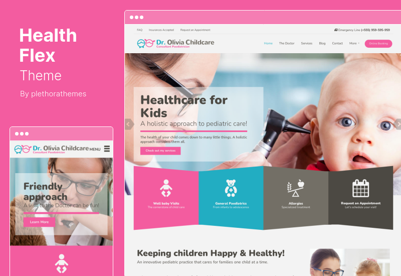 موضوع HealthFlex - عيادة الطبيب الطبية وموضوع WordPress الصحي