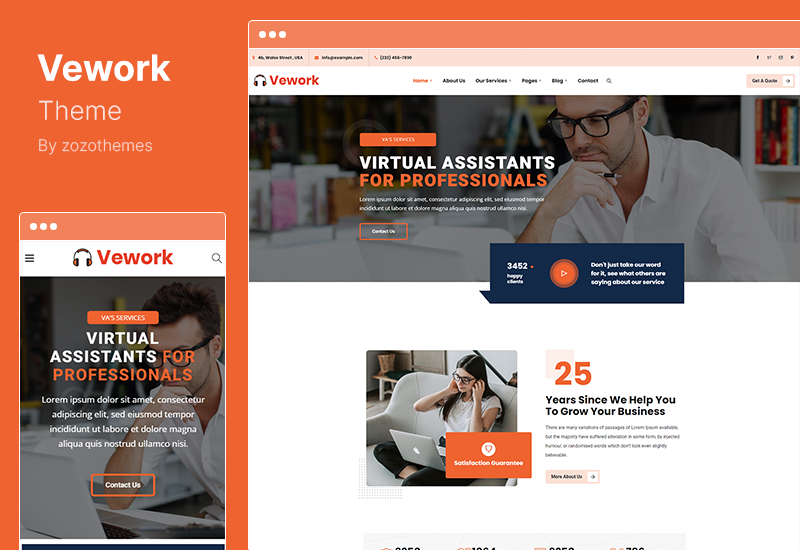 موضوع Vework - سمة WordPress المساعد الظاهري