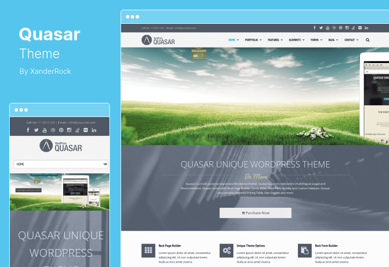 موضوع Quasar - سمة WordPress منشئ الرسوم المتحركة