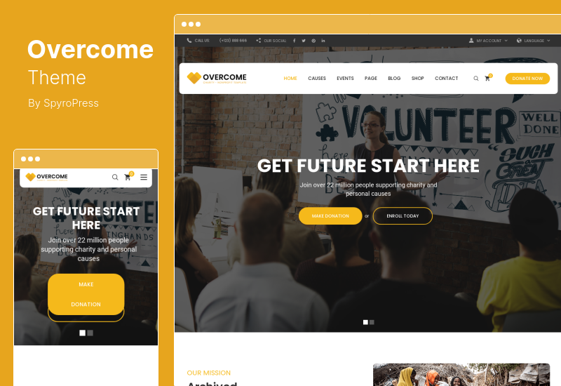 Overcome Theme - سمة WordPress الخيرية غير الربحية