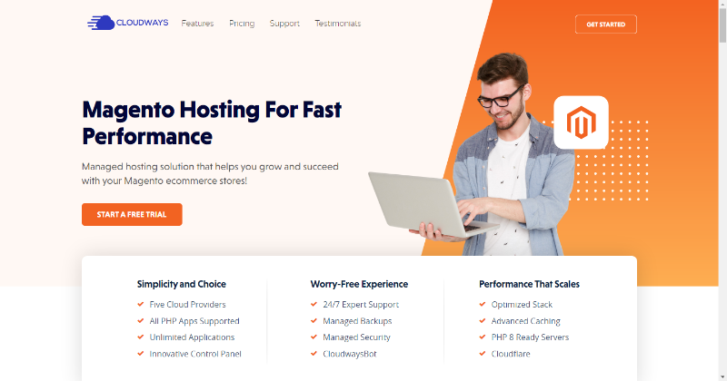 Cloudways Magento2 Hosting-Seite