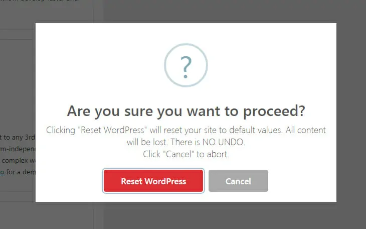 Zresetuj WordPress