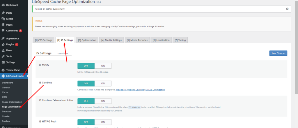 Optimizaciones JS con LiteSpeed Cache