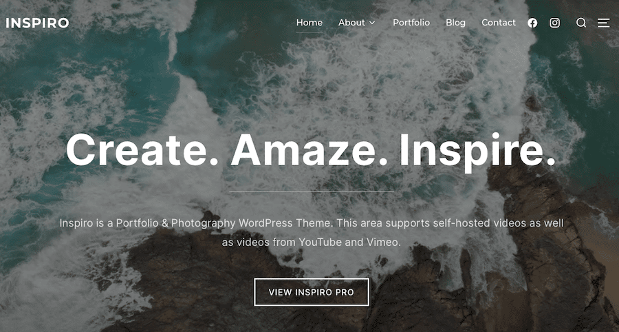 Screenshot des Inspiro WordPress-Themes in Aktion.