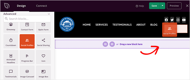 บล็อกลากและวาง - SeedProd Add items to navigation menu WordPress