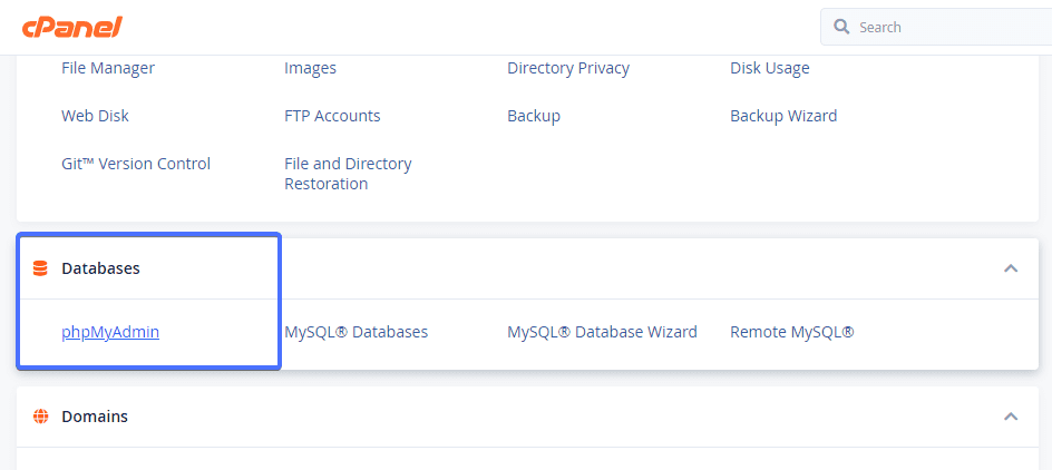 Buka phpMyAdmin dari cPanel