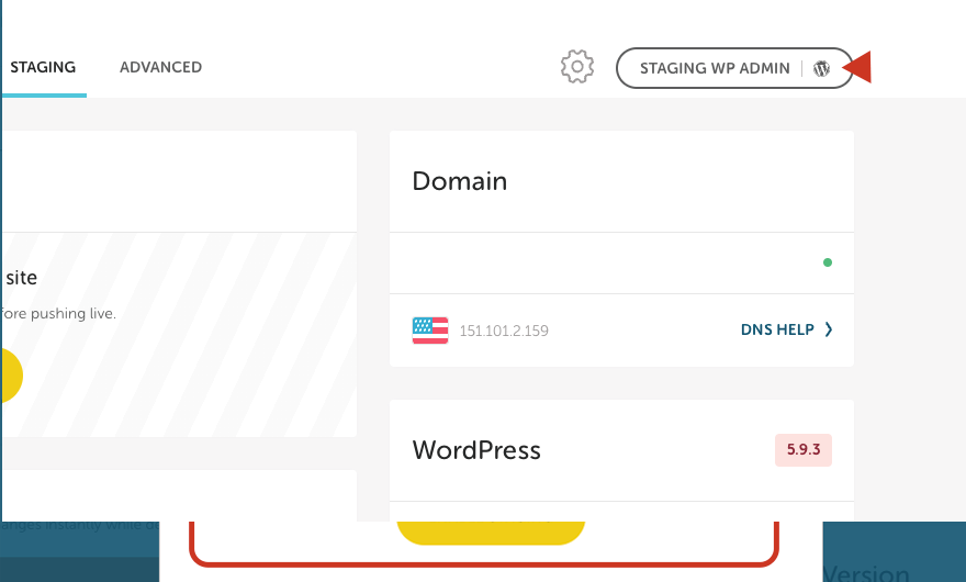 WordPress-Staging-Site Wp-admin Flywheel