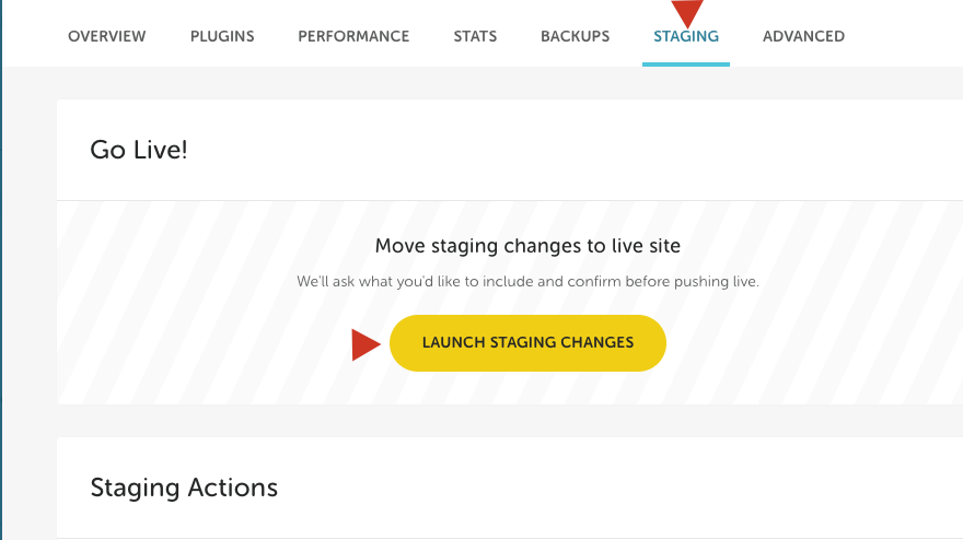 Starten der Flywheel WordPress Staging-Site