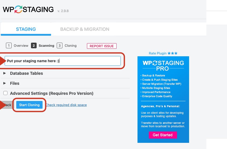 Klonen einer WordPress-Staging-Site