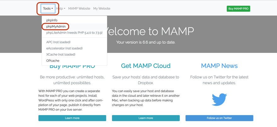 Installieren Ihrer Datenbank mit MAMP