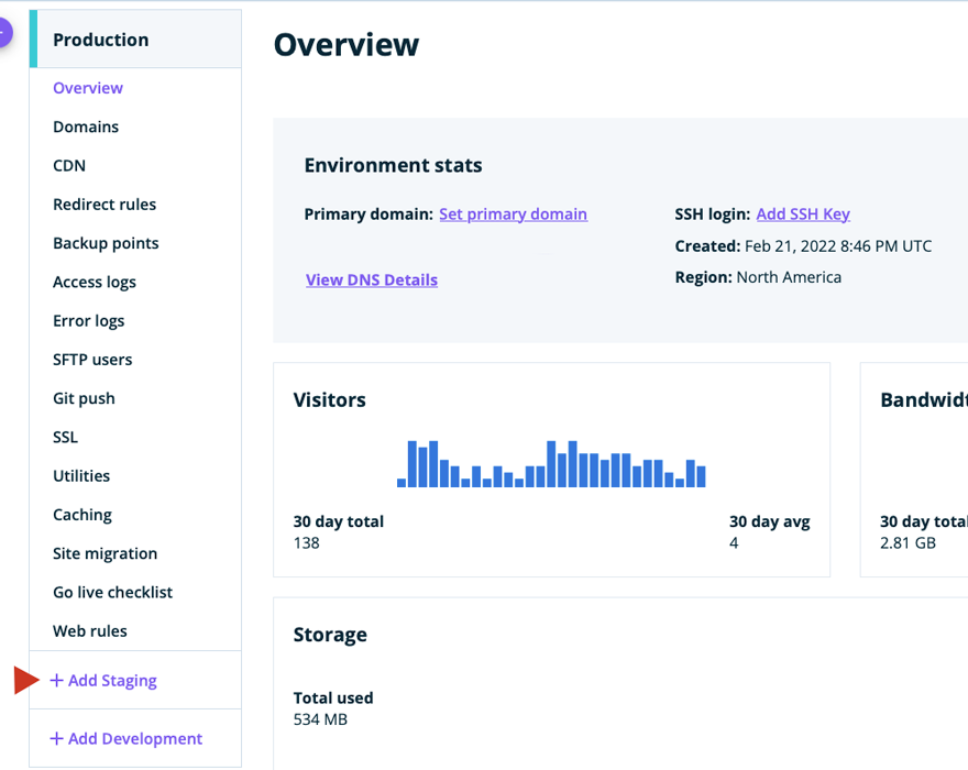 WPEngine WordPress-Staging-Site