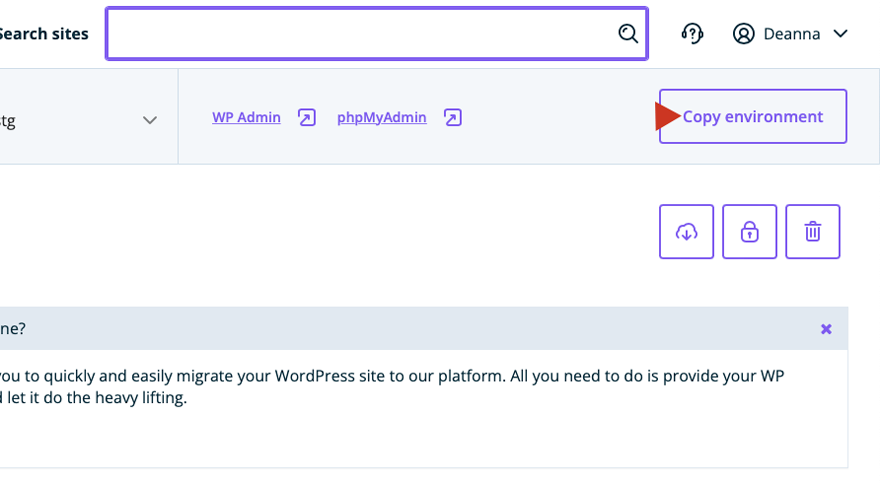 Kopieren Sie die WPEnging WordPress Staging-Site