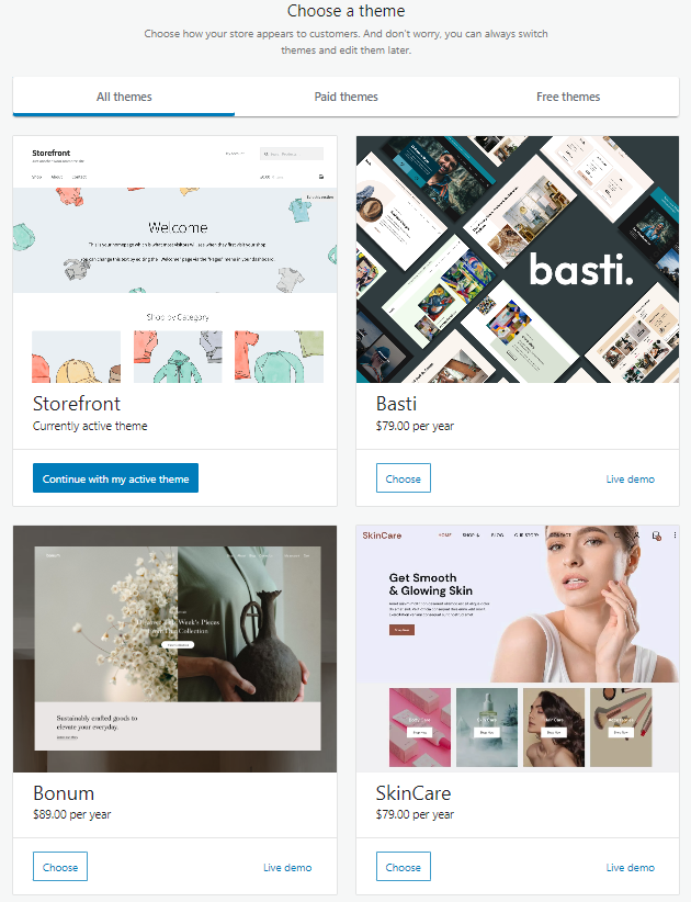 So starten Sie 2022 einen Online-Shop mit WooCommerce 7 choose a theme