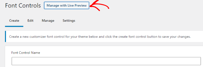 Canlı önizleme ile yönet'i tıklayın Click manage with live preview