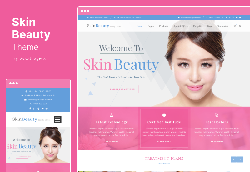 Tema de frumusețe a pielii - Tema WordPress pentru spa și centru de frumusețe
