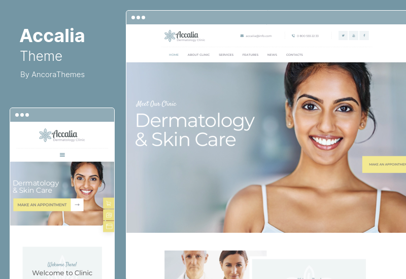 Tema Accalia - Clinica Dermatologie & Centrul de Cosmetologie Tema WordPress Medicală
