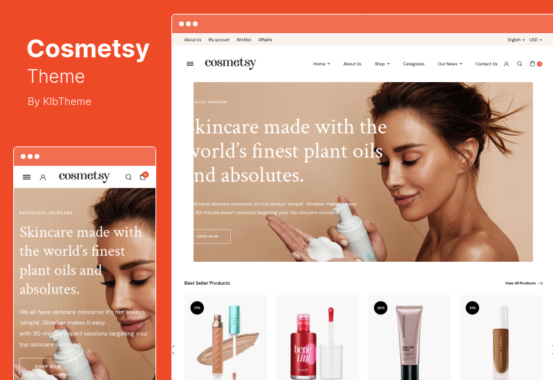Tema Cosmetsy - Magazin de cosmetice și frumusețe Tema WordPress WooCommerce
