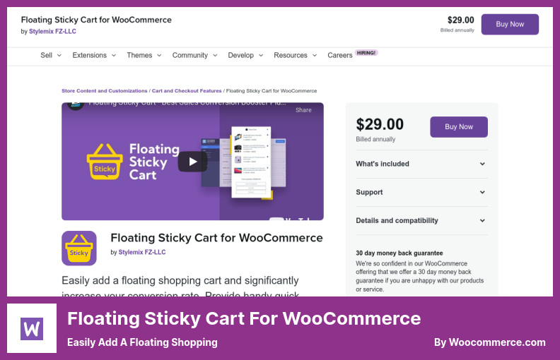 Carrello appiccicoso galleggiante per plug-in WooCommerce: aggiungi facilmente uno shopping fluttuante