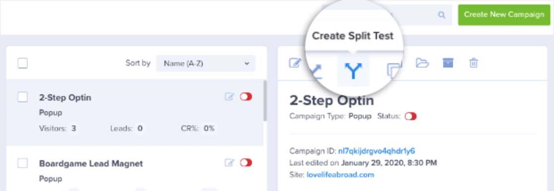 OptinMonster Split Test