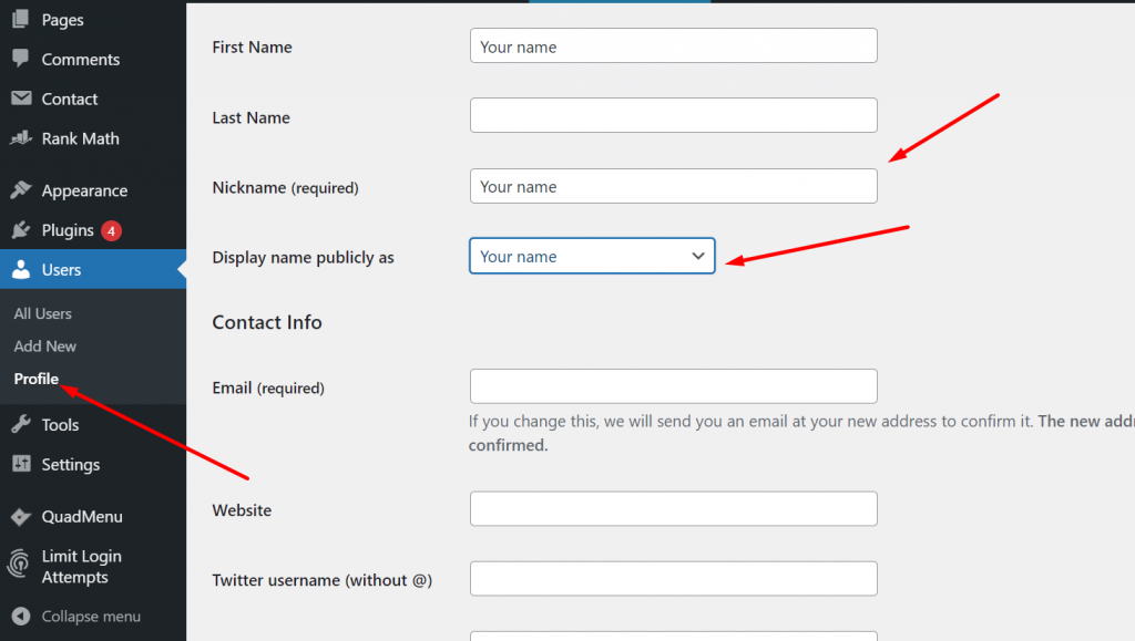 Cum să pornești un blog WordPress gratuit în 8 pași simpli? 15 User profile settings in WordPress