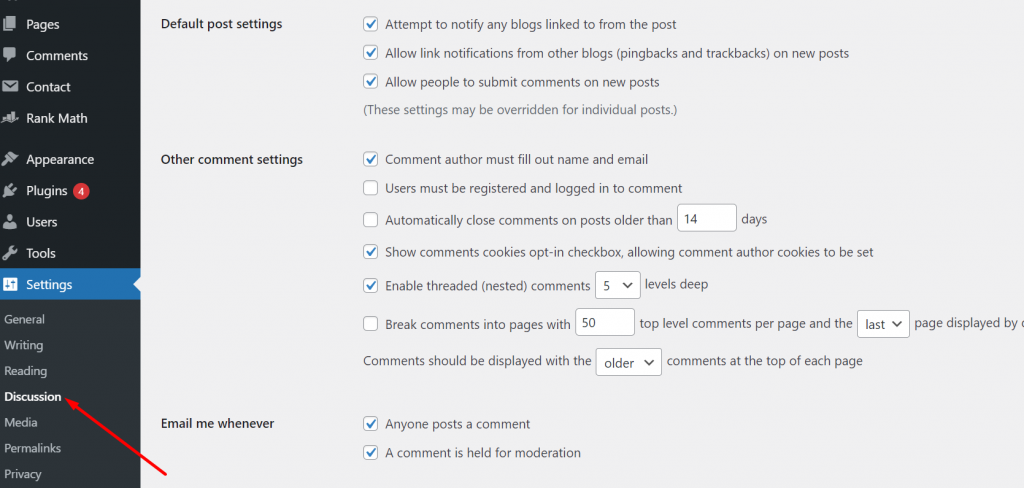 Cum să pornești un blog WordPress gratuit în 8 pași simpli? 12 Discussion Settings in WordPress